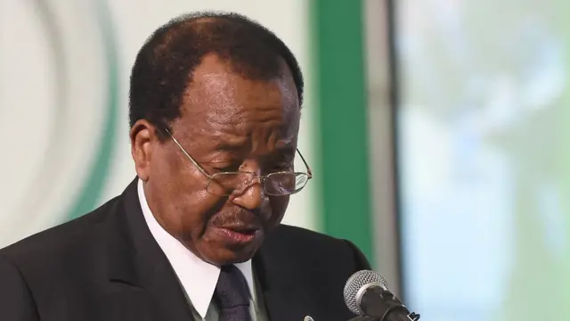 Cameroon President, Paul Biya dey give speech