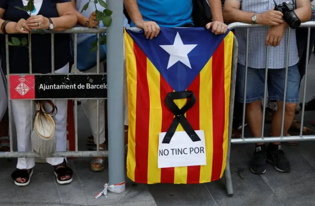 Manifestación en Barcelona el sábado 26 de agosto en rechazo a los atentados en Las Ramblas y en Cambrils, Cataluña, España.