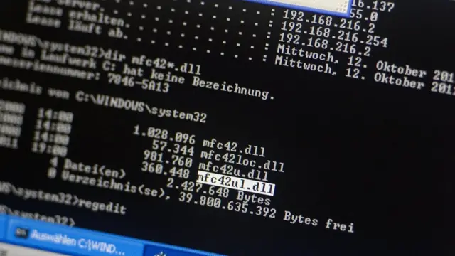 Una pantalla de sistema de comandos