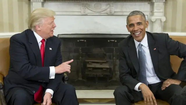 Trump e Obama no Salão Oval da Casa Branca