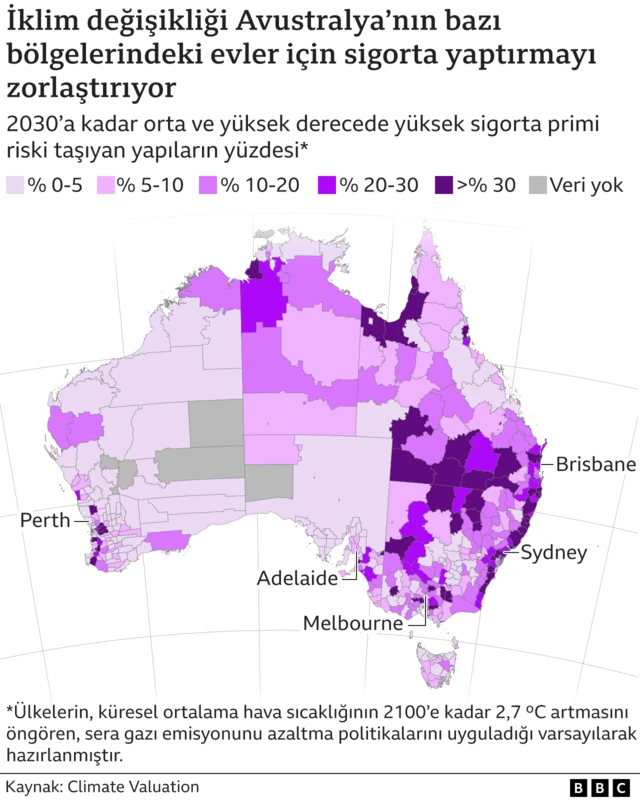 Avustralya iklim değişikliği sigorta haritası