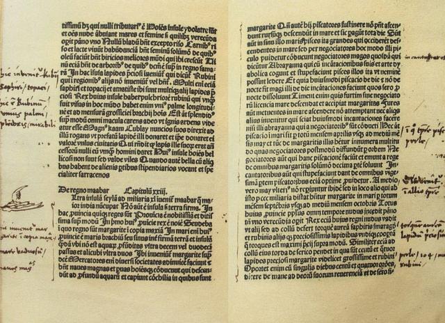 El ejemplar de "El libro de las maravillas del mundo" o "Los viajes de Marco Polo" traducido al latín y anotado por Cristóbal Colón.