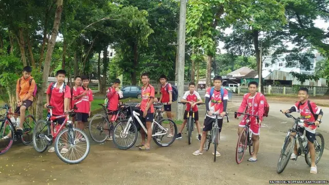 A photo the boys posted to Facebook shortly before they went in the cave