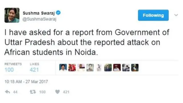 سشما سوراج کا ٹویٹ