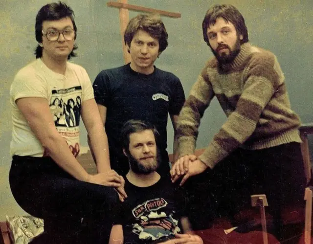 Борис Гребенщиков, Андрей "Дюша" Романов, Всеволод Гаккель, Михаил "Фан" Файнштейн