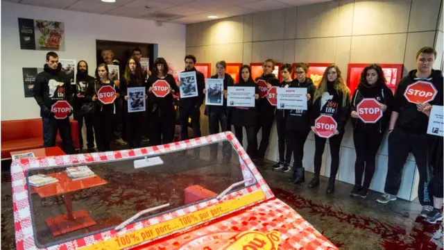 2017年4月，法国里昂的一个纯素组织占领了公司Aoste，并向该公司泼假血。