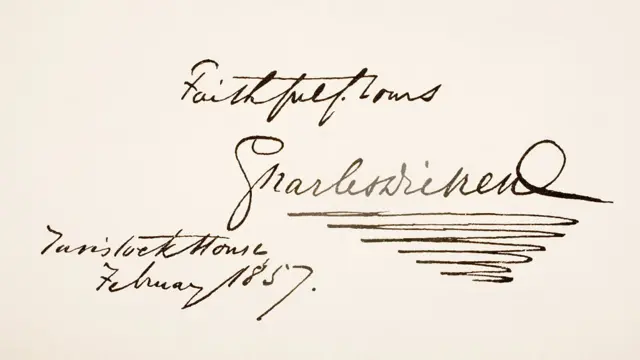 Firma en una carta de Charles Dickens