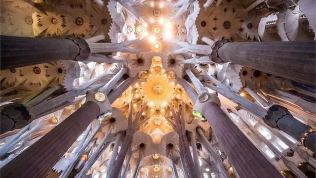 "Це буде схоже на ліс. М'яке світло литиметься через віконні пройми, що знаходяться на різній висоті, і вам здаватиметься, що це світять зорі", — писав Ґауді про інтер'єр храму