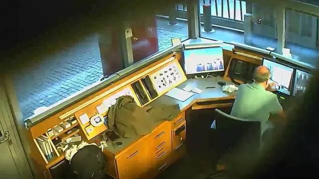 David Smith in his security cabin at Berlin Embassy