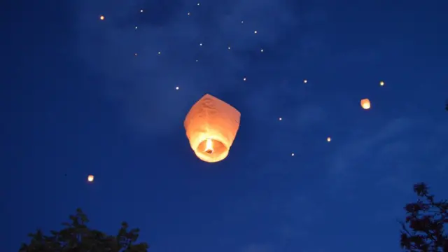 Китайские фонарики в небе