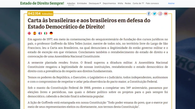 "Carta às Brasileiras e aos Brasileirosgame mania cassinodefesa do Estado Democráticogame mania cassinoDireito"