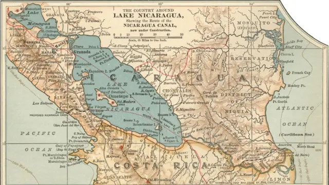 Mapa de Nicaragua del 1900