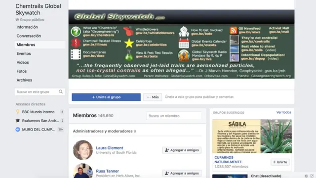 Sitio Chemtrails Global Skywatch (Foto Chemtrails Global Skywatch/Facebook)