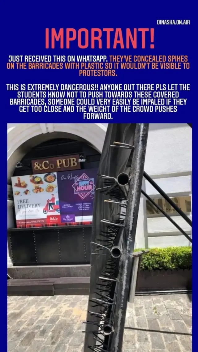 උල් සහිත සහ නුසුදුසු පරිදි යොදවා ඇති මාර්ග බාධක