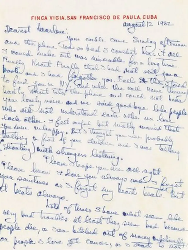 همینگوی در نامه‌اش می‌نویسد: گاهی تو را فراموش می‌کنم چنان که تپش قلبم را فراموش می‌کنم. اما قلبم همواره می‌تپد