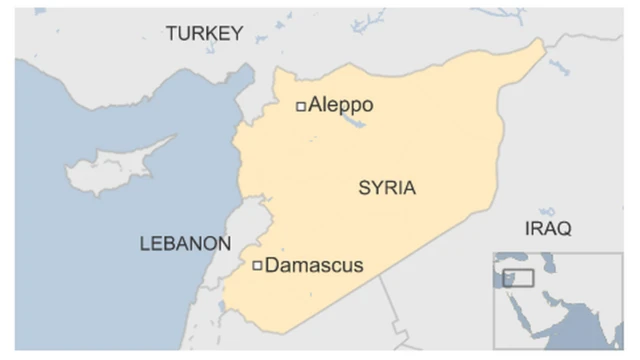Map showing Aleppo in Syria