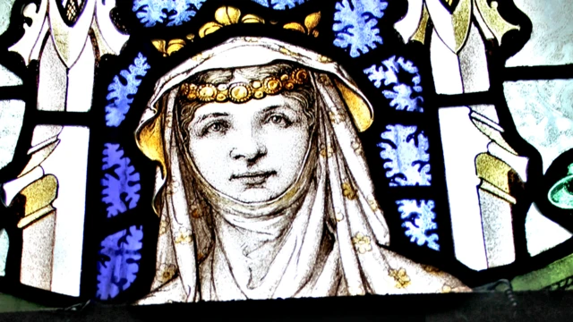 Джоан, витраж в церкви Св. Марии в деревне Тревью