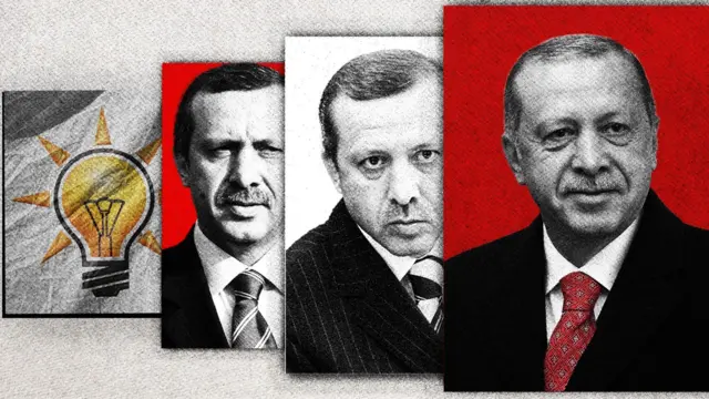 Recep Tayyip Erdoğan'ın fotoğrafları ve AKP logosu