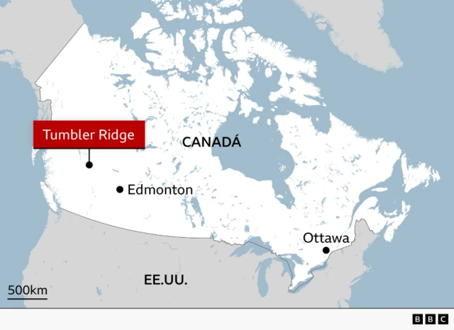 Mapa que ubica el tiroteo en Canadá