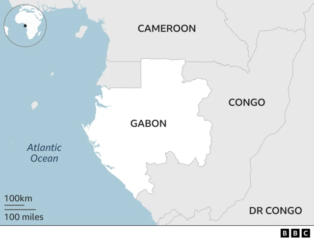 Ikarita y'Afurika yerekana Gabon 