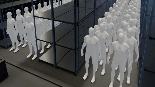 Visualisasi BBC tentang tahanan di sel Cecot