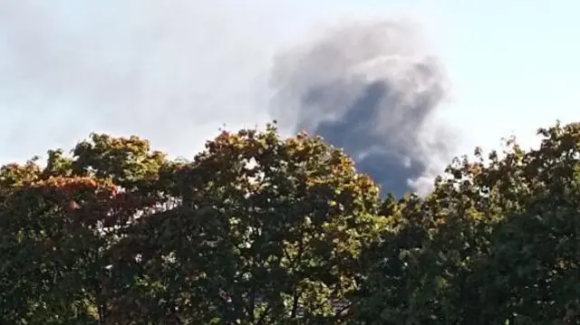 Дим від вибуху над деревами
