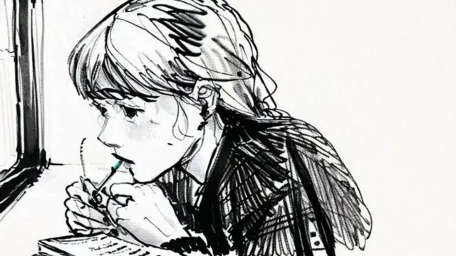 فتاة غارقة في التفكير.