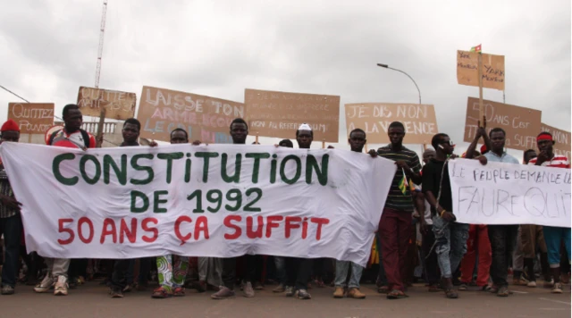  Ndị nkwado otu na-agba ọchịchị Togo ụkwụ n’oge ha na-eme ngagharịiwe na Lomé n’ọnwa Septemba 2017