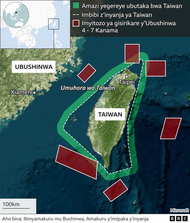 Ikarita igaragaza Ubushinwa, ubunigo bwa Taiwan na Taiwan 