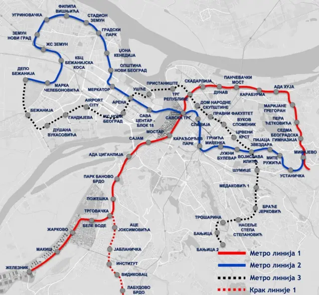 planirane linije beogradskog metroa
