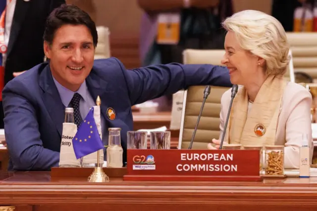 यूरोपियन कमिशन की नेता के साथ कनाडा के प्रधानमंत्री नरेंद्र मोदी.