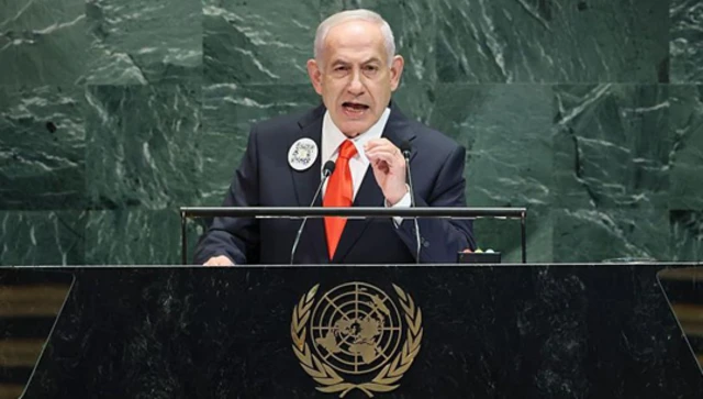 يتحدث رئيس الوزراء الإسرائيلي بنيامين نتنياهو في الجمعية العامة للأمم المتحدة التي عُقدت في مقر الأمم المتحدة في مدينة نيويورك في 26 سبتمبر/ أيلول 2025.
