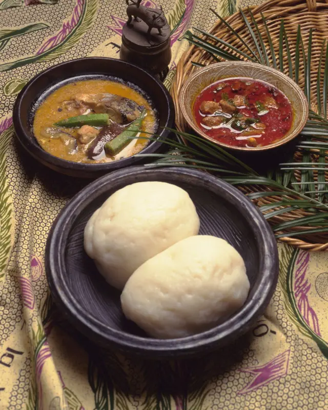 Miyan Kwan Kwan and Miyan Guzya be Ghanaian dishes.