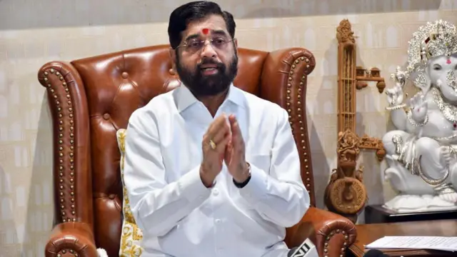महाराष्ट्र के पूर्व मुख्यमंत्री और शिवसेना नेता एकनाथ शिंदे.
