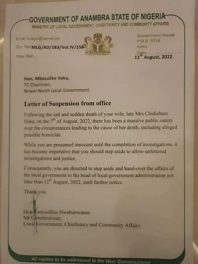 Akwụkwọ nkwụsị ọrụ ahụ gọọmenti Anambra state eeti 