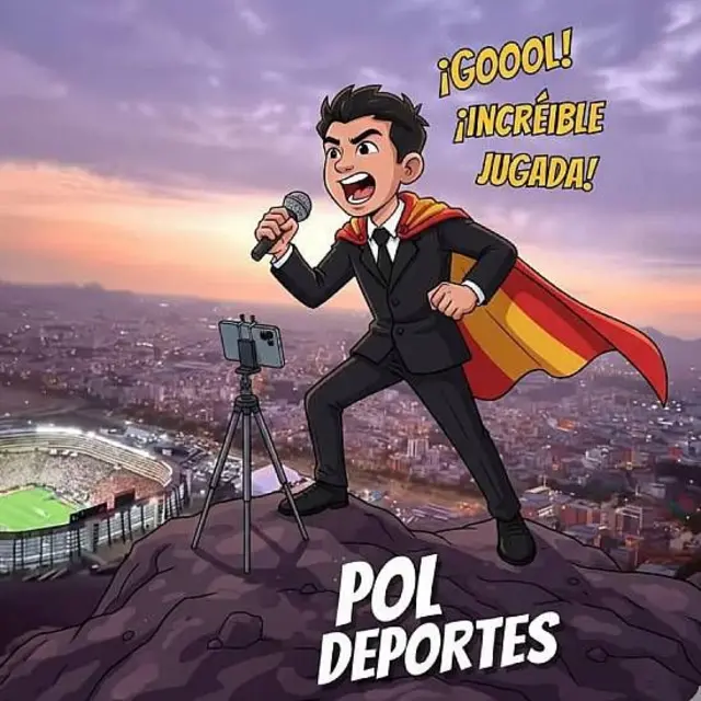 Ilustración de Cliver transmitiendo la final de la Libertadores desde un cerro