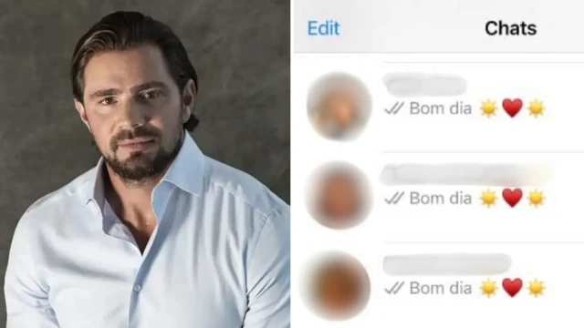 Montagem de fotos mostra Daniel Vorcaro e uma das mensagens de WhatsApp vazadas na quinta-feira (5/3)