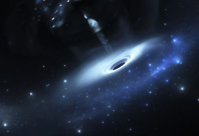 ภาพจำลองเหตุการณ์ที่จะเกิดขึ้นหากโลกถูกดูดลงไปในหลุมดำ