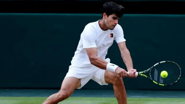 Алькарас во время финала Уимблдонского турнира