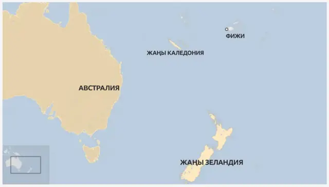Жаңы Каледония аралы Австралия менен Фиджинин ортосунда жайгашкан 