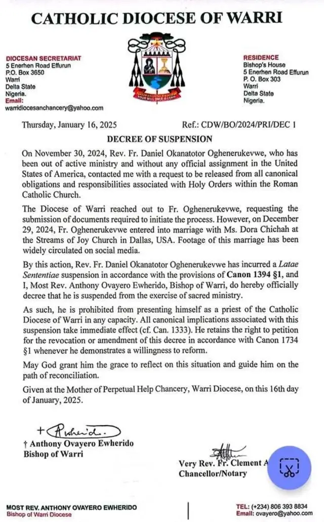 E kpughere nke a n'ozi ụlọụka ahụ jiri kwụsị ya ọrụ bụ nke ha bipụtara n'ụbọchị Tọzde 16 Jenụwarị 2025.