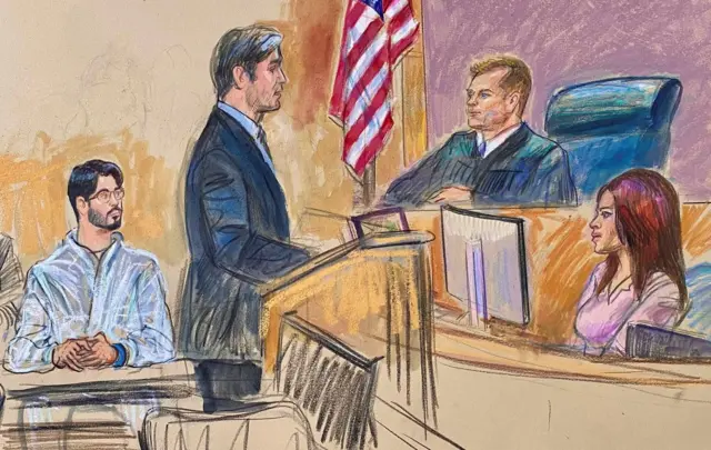 Zanlı Elias Rodriguez'in mahkeme skeçi. 