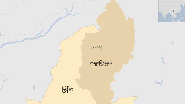 မြန်မာနိုင်ငံ၊ ကချင်ပြည်နယ်နဲ့ တနိုင်းပြ မြေပုံ 