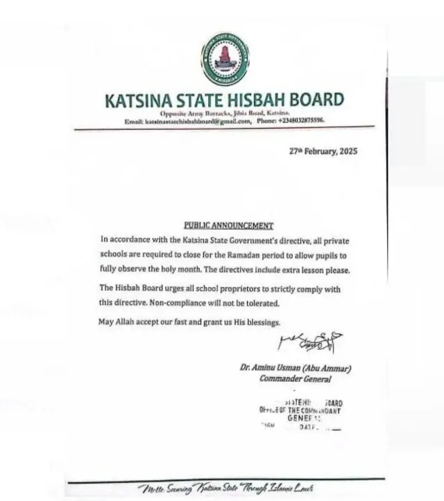 Atẹjade ti Hisbah gbe jade lori gbigbe ile ẹkọ ti pa