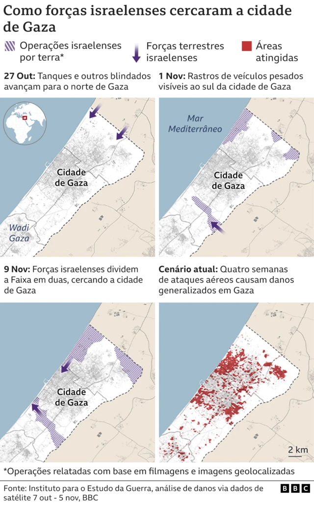 Arte mostrasite análise bet365quatro mapas como as forças israelenses cercaram a cidadesite análise bet365Gaza