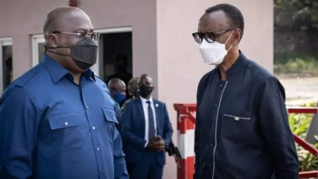Perezida wa DR Congo Félix Tshisekedi (ibumoso) na Perezida w'u Rwanda Paul Kagame 