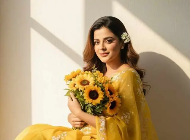 এআই ইমেজ জেনারেটর এর সাহায্যে তৈরি অভিনেত্রী রূপসা মুখোপাধ্যায়ের ছবি।