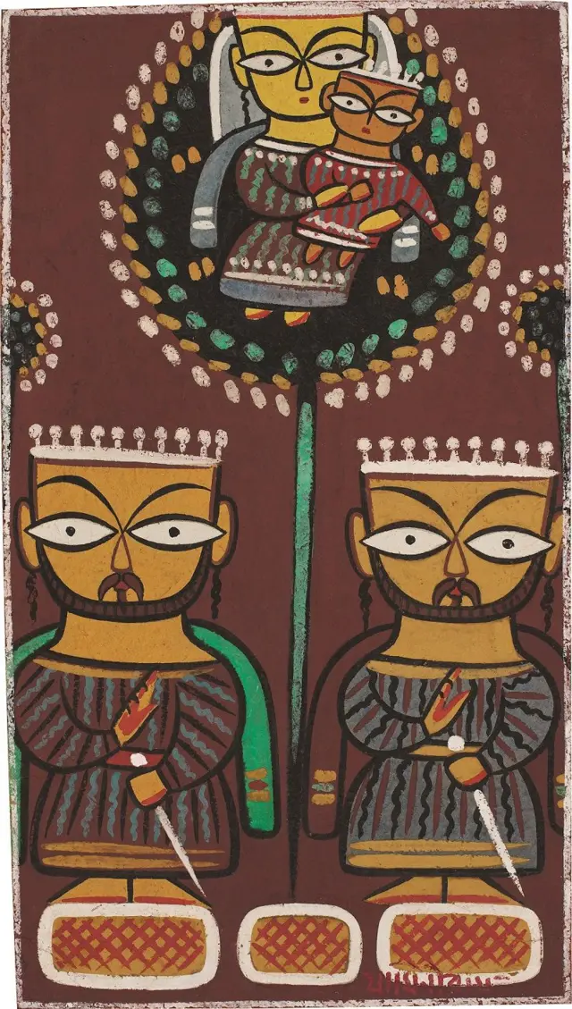 Жамини Ройнинг Мадонна ва чақалоқ Исога ҳурматларини бажо келтириб келган мунажжимлар тасвирланган бошқа бир асари