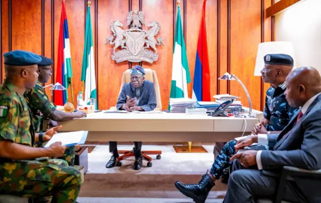 President Bola Tinubu for im meeting wit top security oga dem for Nigeria on Sunday, 23 November, 2025