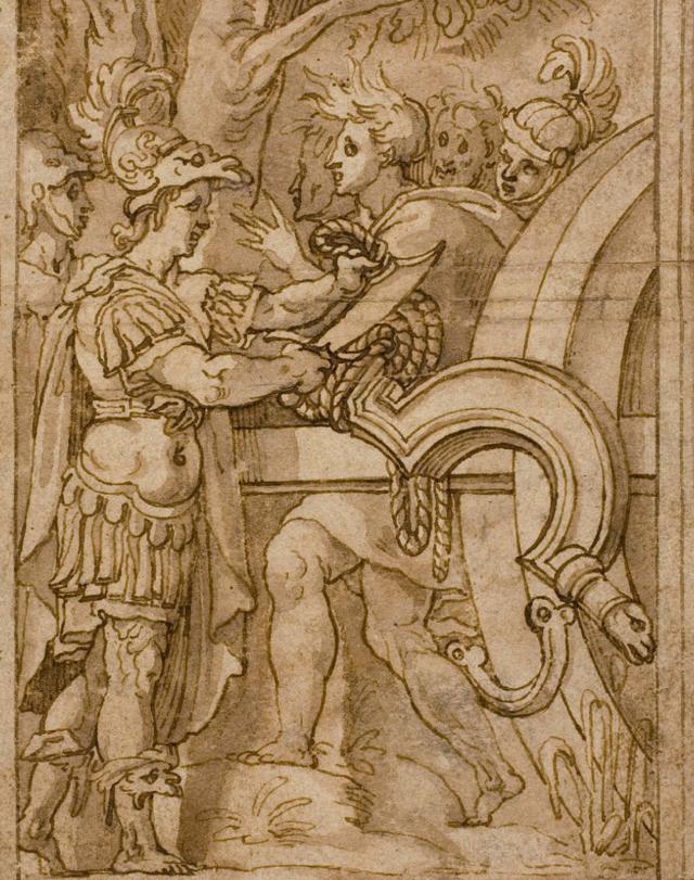 Alexandre, o Grande, cortando o nó górdio (autor desconhecido)
